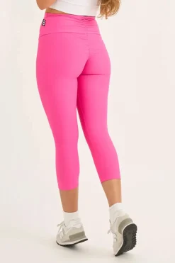 Candy Pink Performance - Double Booty Scrunch High Waisted Capri Leggings