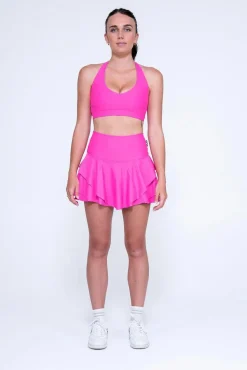 Candy Pink Performance - Deep V Crop