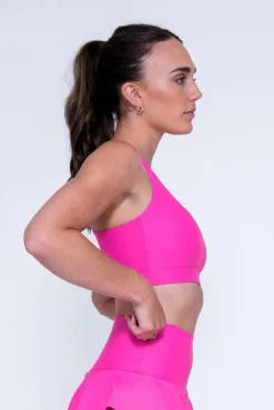 Candy Pink Performance - Deep V Crop
