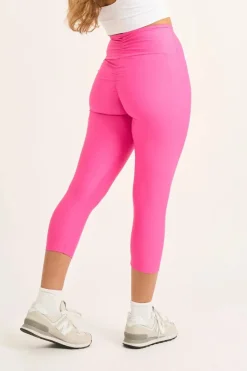 Candy Pink Performance - Double Booty Scrunch High Waisted Capri Leggings