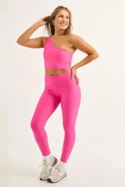 Candy Pink Performance - One Shoulder Comfort Crop Top
