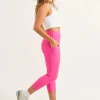 Candy Pink Performance - Panel Pocket High Waisted Capri Leggings