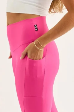 Candy Pink Performance - Panel Pocket High Waisted Leggings