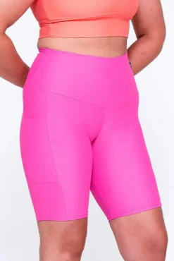 Candy Pink Performance - Panel Pocket High Waisted Long Shorts