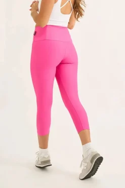 Candy Pink Performance - Tummy Control High Waisted Capri Leggings