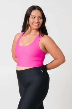 Candy Pink Performance - T Back Comfort Crop Top