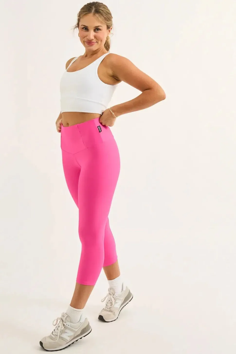 Candy Pink Performance - Tummy Control High Waisted Capri Leggings