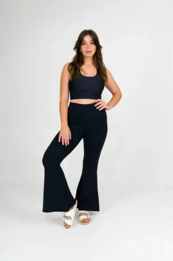 Comfy Cotton High Waisted Bells - Black