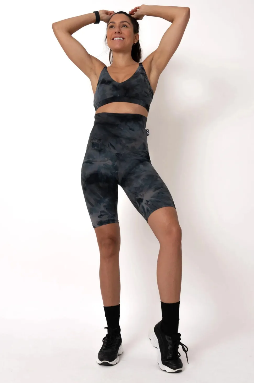 Dark and Moody Tie Dye Body Contouring - Extra High Waisted Long Shorts