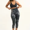 Dark and Moody Tie Dye Body Contouring - Panel Pocket Extra High Waisted Capri Leggings