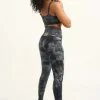 Dark and Moody Tie Dye Body Contouring - Panel Pocket High Waisted Leggings