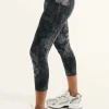 Dark And Moody Tie Dye Body Contouring - Panel Pocket Drawstring Capri Leggings