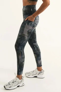 Dark and Moody Tie Dye Body Contouring - Panel Pocket High Waisted 7/8 Leggings