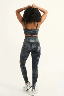 Dark and Moody Tie Dye Body Contouring - Panel Pocket High Waisted Leggings