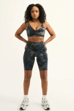 Dark and Moody Tie Dye Body Contouring - Panel Pocket High Waisted Long Shorts
