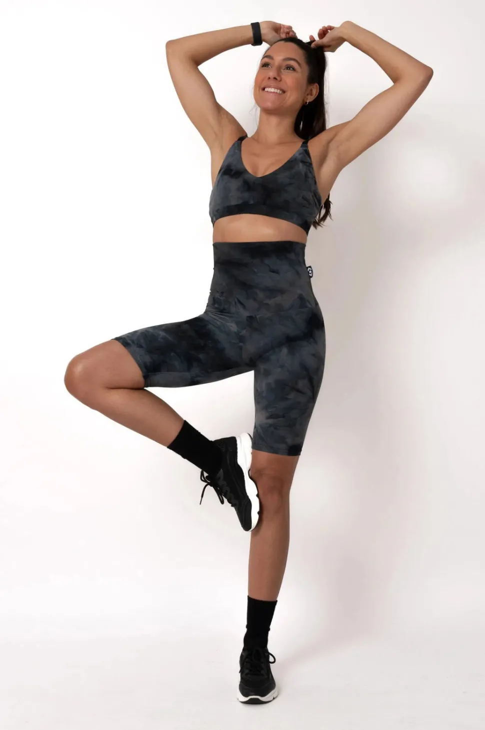 Dark and Moody Tie Dye Body Contouring - Extra High Waisted Long Shorts
