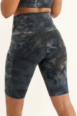 Dark and Moody Tie Dye Body Contouring - Panel Pocket High Waisted Long Shorts