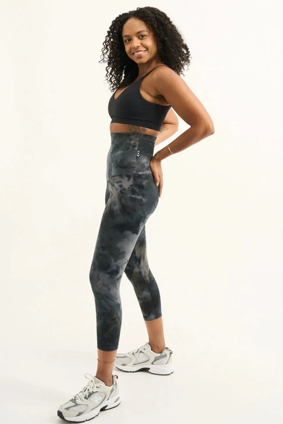 Dark and Moody Tie Dye Body Contouring - Extra High Waisted Capri Leggings