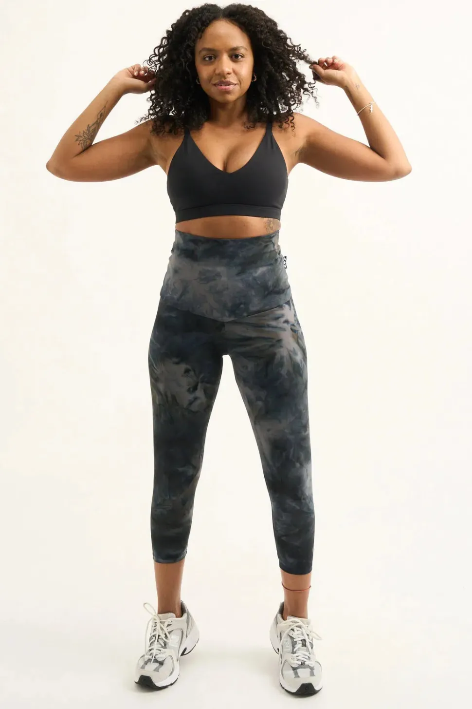 Dark and Moody Tie Dye Body Contouring - Extra High Waisted Capri Leggings