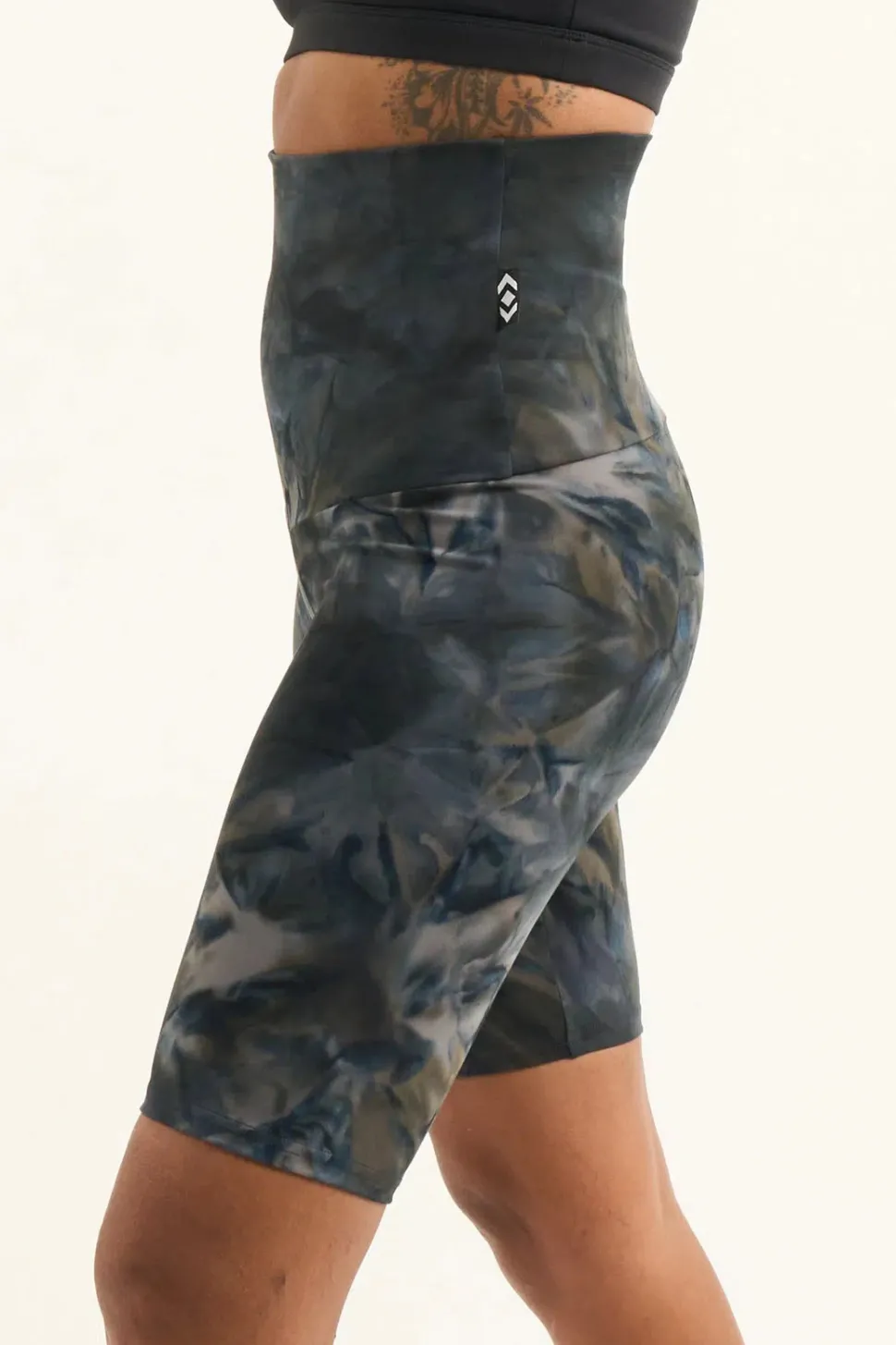 Dark and Moody Tie Dye Body Contouring - Extra High Waisted Long Shorts
