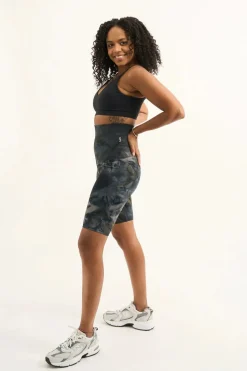 Dark and Moody Tie Dye Body Contouring - Extra High Waisted Long Shorts