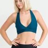 Dark Teal Performance - Cross Over Crop