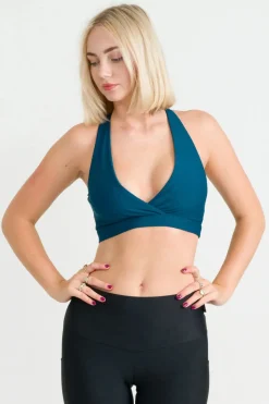Dark Teal Performance - Cross Over Crop