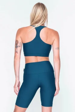 Dark Teal Performance - Panel Pocket High Waisted Long Shorts
