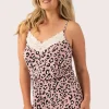 Dusty Pink Leopard Mania Modal - Lace Trim Playsuit