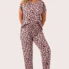 Dusty Pink Leopard Mania Modal - Lace Trim T-Shirt