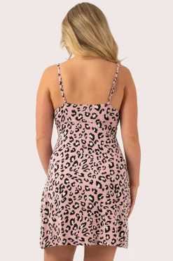 Dusty Pink Leopard Mania Modal - Lace Trim Slip Nightie