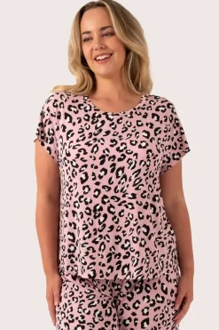 Dusty Pink Leopard Mania Modal - Lace Trim T-Shirt