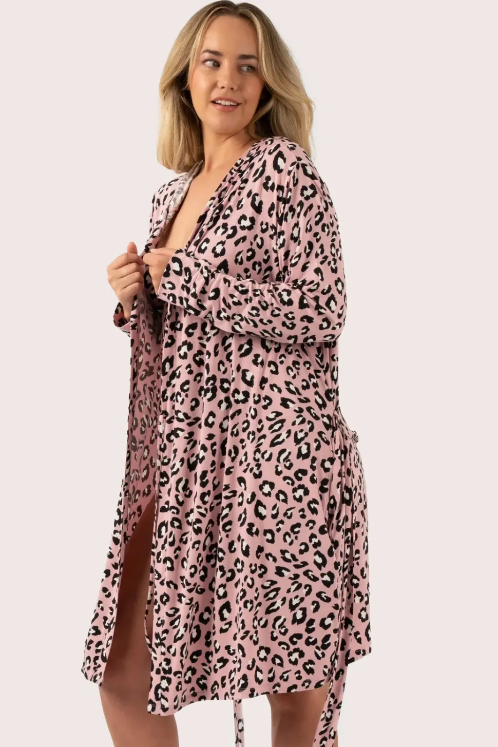 Dusty Pink Leopard Mania Modal - Lounge Robe