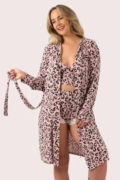 Dusty Pink Leopard Mania Modal - Lounge Robe