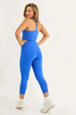 Electric Blue Body Contouring - Panel Pocket High Waisted Capri Leggings