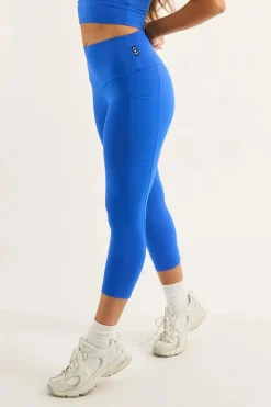 Electric Blue Body Contouring - Panel Pocket High Waisted Capri Leggings