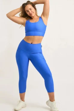 Electric Blue Performance - Pocket Booty Shaper High Waisted Capri Leggings