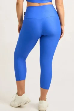 Electric Blue Performance - Panel Pocket High Waisted Capri Leggings