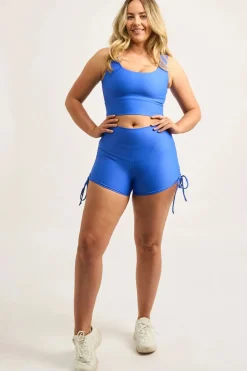 Electric Blue Performance - High Waisted Tie Side Booty Shorts