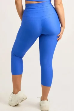 Electric Blue Performance - Pocket Booty Shaper Drawstring Capri Leggings
