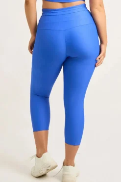 Electric Blue Performance - Panel Pocket Drawstring Capri Leggings
