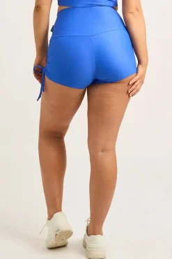 Electric Blue Performance - High Waisted Tie Side Booty Shorts