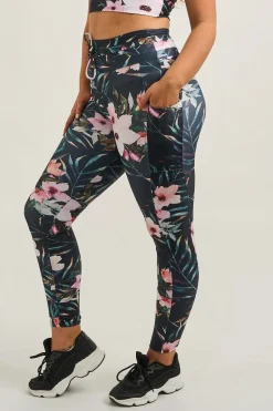 Exotic At Heart Performance - Panel Pocket Drawstring High Waisted Leggings