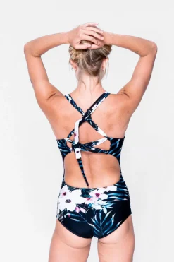 Exotic At Heart Silky - Cross Over One Piece W/ Extra Coverage Bottoms