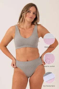 Grey Rib Seam Free - High Waist Bikini Briefs