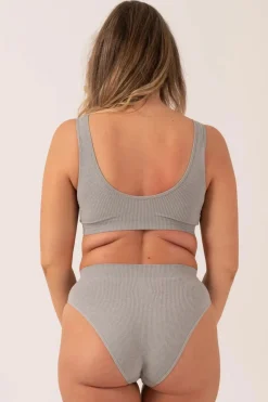 Grey Rib Seam Free - Plunge Bralette