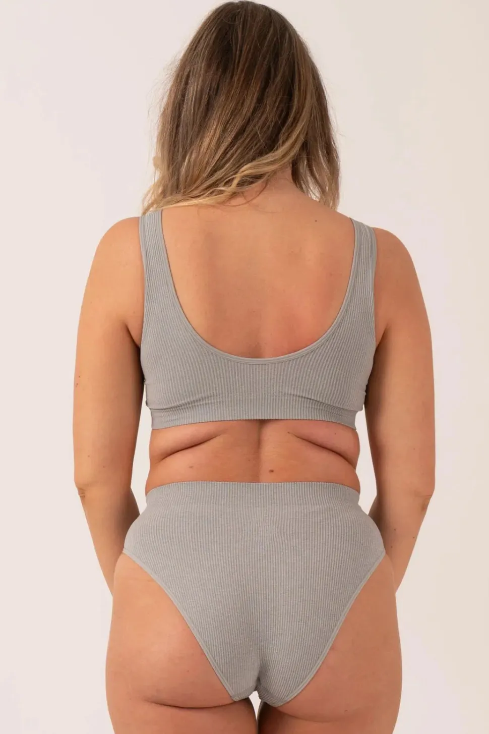 Grey Rib Seam Free - Plunge Bralette