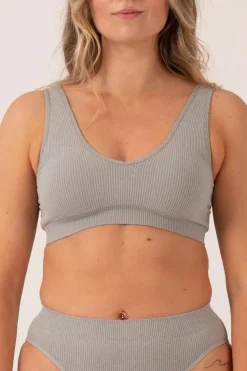 Grey Rib Seam Free - Plunge Bralette