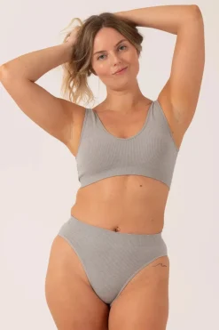 Grey Rib Seam Free - Plunge Bralette
