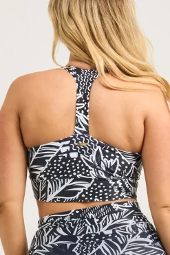 Heliconia Squiggle Performance - Luxe T Back Comfort Crop Top